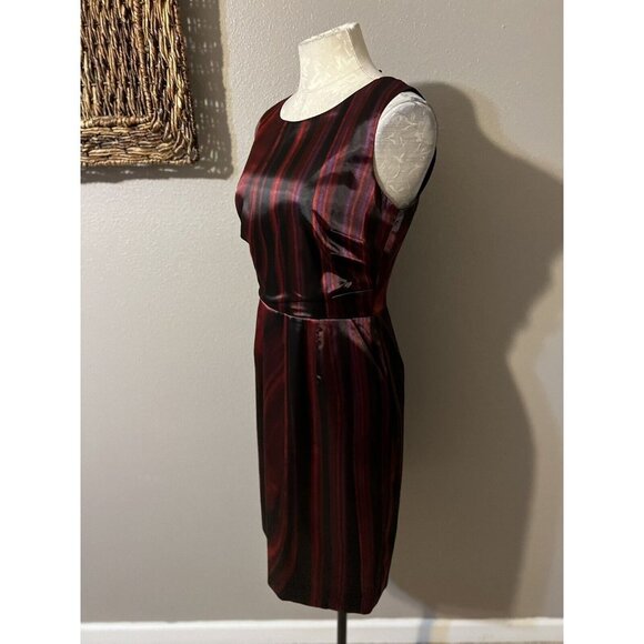 Tahari Dress Ruby Red Black Purple 6 Faux Stretch Silk Sheath NWT $198 - Picture 9 of 10